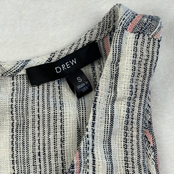 Drew Womens Top Striped Linen Viscose Sleeveless Size S Fringe Boho Comfy Artzy - Picture 3 of 11